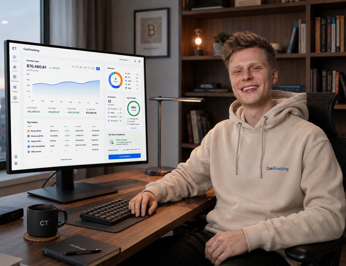 Person using CoinTracking portfolio tracker