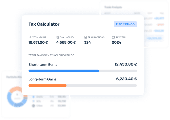 Painel de relatório fiscal cripto do CoinTracking